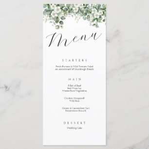 Elegant Calligraphy Greenery Floral Wedding Menu