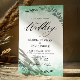 Elegant Calligraphy Greenery Watercolor Wedding Invitation