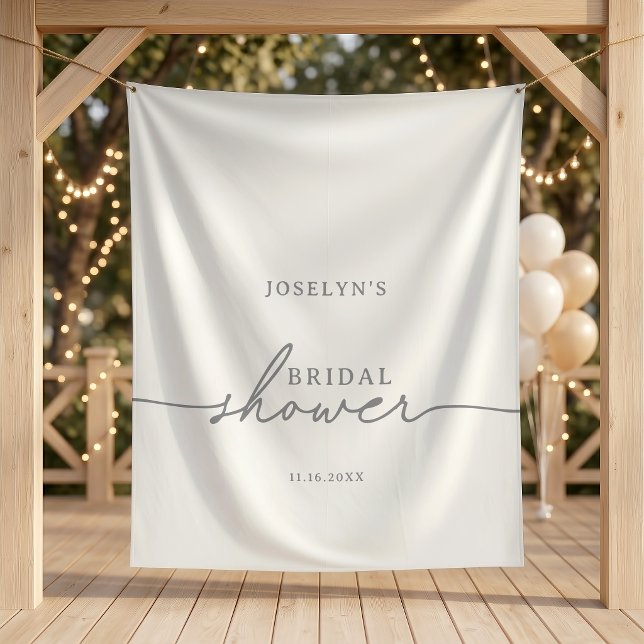 Elegant Calligraphy Grey Chic Bridal Shower Tapestry (Creator Uploaded)