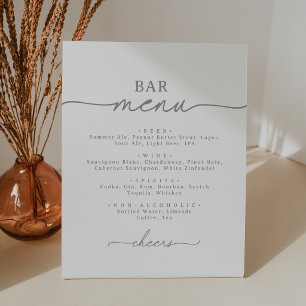 Elegant Calligraphy Grey Chic Wedding Bar Pedestal Sign