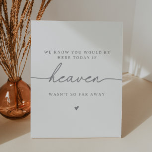 Elegant Calligraphy Grey Heaven Wedding Memorial Pedestal Sign