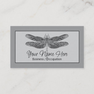 Elegant calligraphy grey modern dragonfly business card