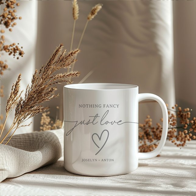 Elegant Calligraphy Grey Nothing Fancy Just Love Mug (Creator Uploaded)