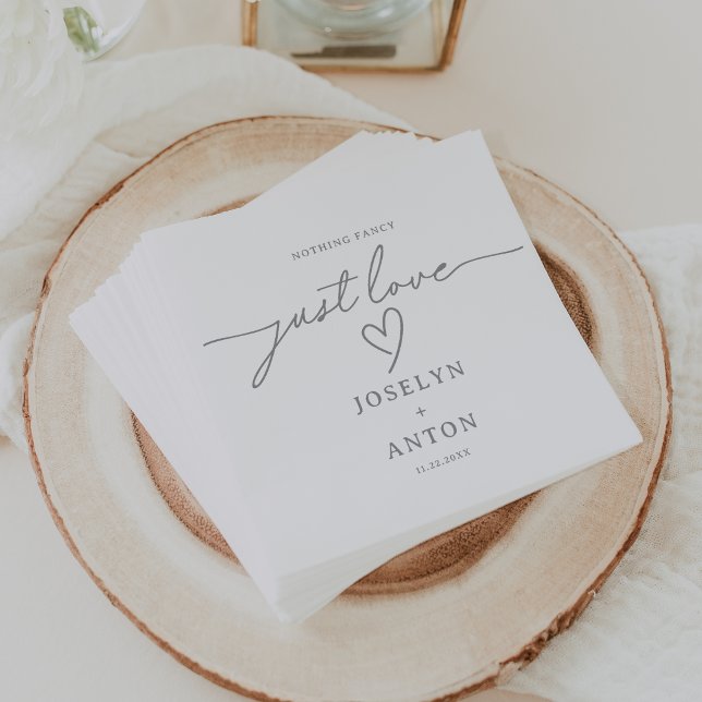 Elegant Calligraphy Grey Nothing Fancy Just Love Napkin (Creator Uploaded)