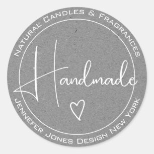 Elegant Calligraphy Grey Paper Handmade Labels
