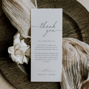 Elegant Calligraphy Grey Wedding Thank You Card