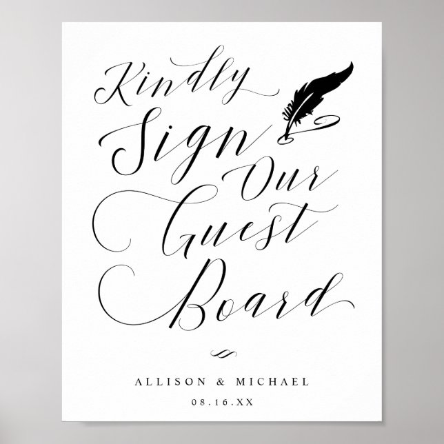 Elegant Calligraphy Guest Board Wedding Sign (Front)