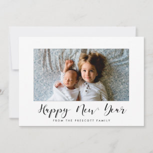 Elegant calligraphy Happy New Year photo card