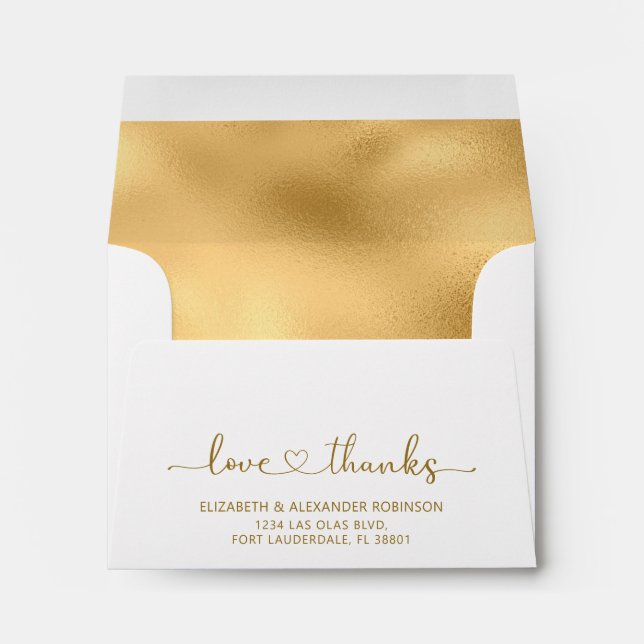 Elegant Calligraphy Heart Script Wedding Envelope (Back (Bottom))