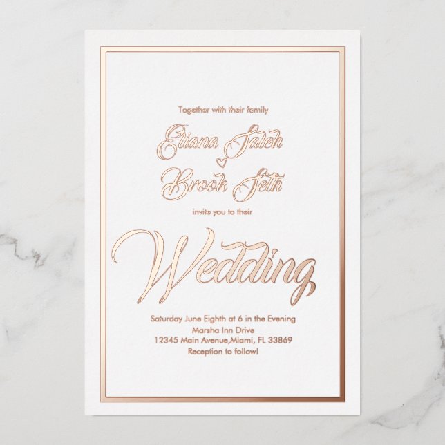 Elegant Calligraphy Heart Wedding Pressed   Foil   (Front)