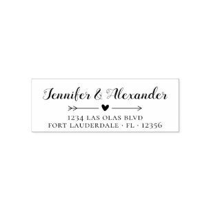 Elegant Calligraphy Heart Wedding Return Address  Self-inking Stamp