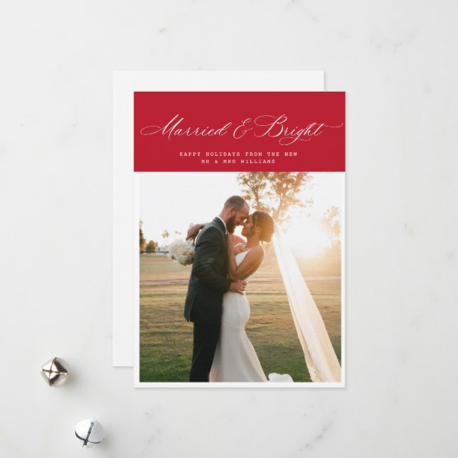 elegant calligraphy holiday wedding announcement (Front/Back In Situ)