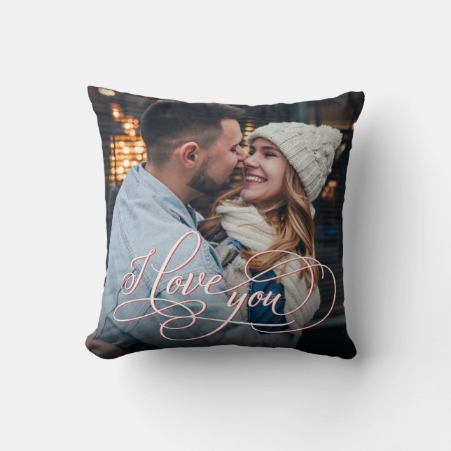 Elegant Calligraphy I Love You Cushion (Front)