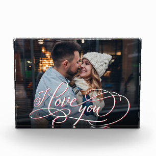 Elegant Calligraphy I Love You Photo Block