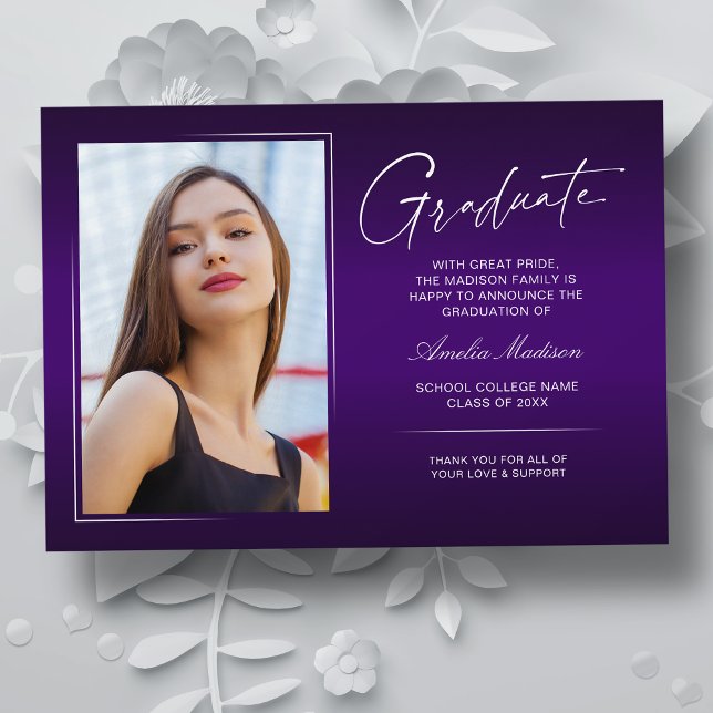 Elegant Calligraphy Ink Script Modern Grad Photo Announcement (Creator Uploaded)