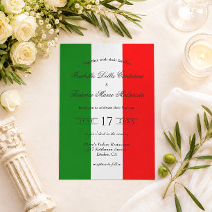 Elegant Calligraphy Italy Flag Italian Wedding Invitation