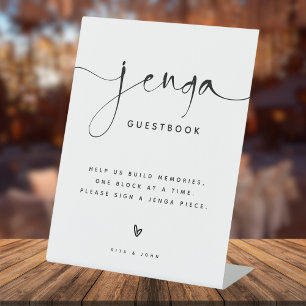 Elegant Calligraphy Jenga Guest Book Wedding Sign