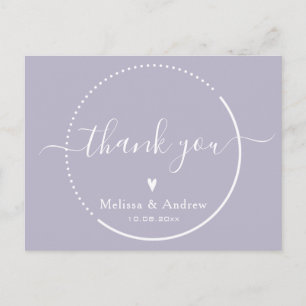 Elegant Calligraphy - Lavender Wedding Thank You Postcard