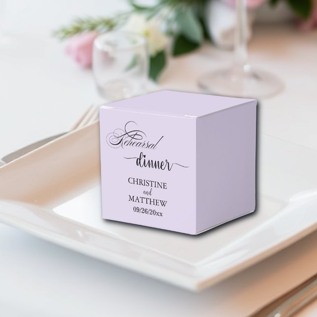 Elegant Calligraphy Light Purple Rehearsal Dinner Favour Box (Creator Uploaded)