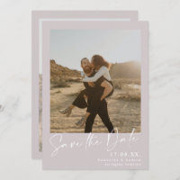 Elegant calligraphy lilac 2 photos save the date