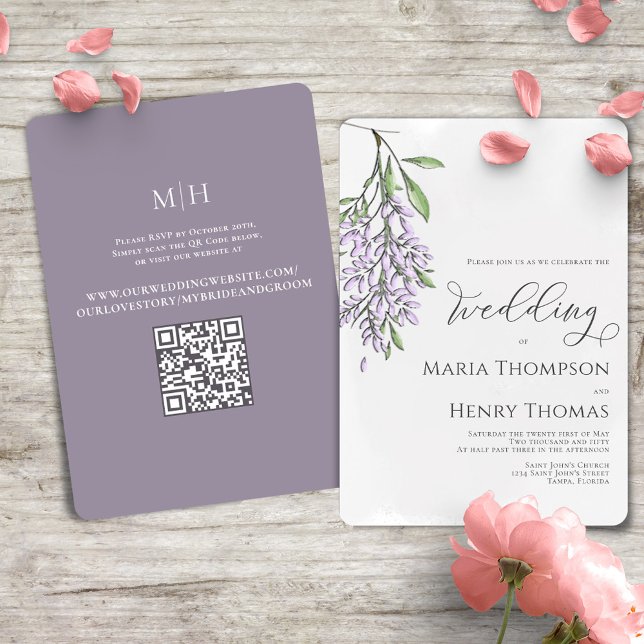 Elegant Calligraphy Lilac Watercolor Floral Invitation (Creator Uploaded)