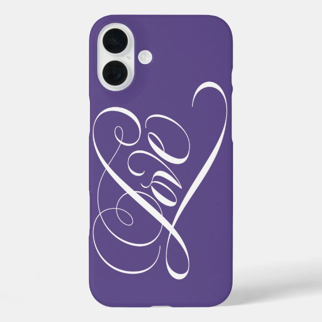 Elegant Calligraphy LOVE Heart Lettering Purple Ca Case-Mate iPhone Case (Back)