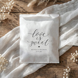 Elegant Calligraphy Love is Sweet Wedding Favour Bags