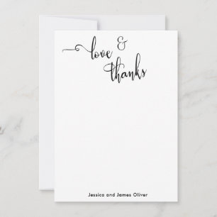 Elegant Calligraphy Love & Thanks Typography Thank You Card