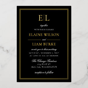 Elegant Calligraphy Luxe Black Gold Wedding