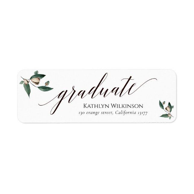 Elegant Calligraphy Magnolia Graduation Address (Front)