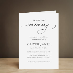 Elegant Calligraphy Memorial Funeral Program Card