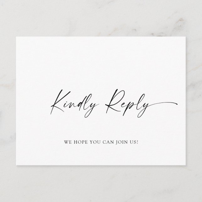 Elegant Calligraphy Menu Choice Wedding RSVP Postcard (Front)