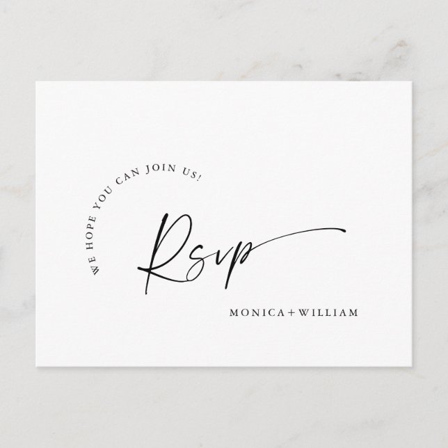 Elegant Calligraphy Menu Choice Wedding RSVP Postcard (Front)