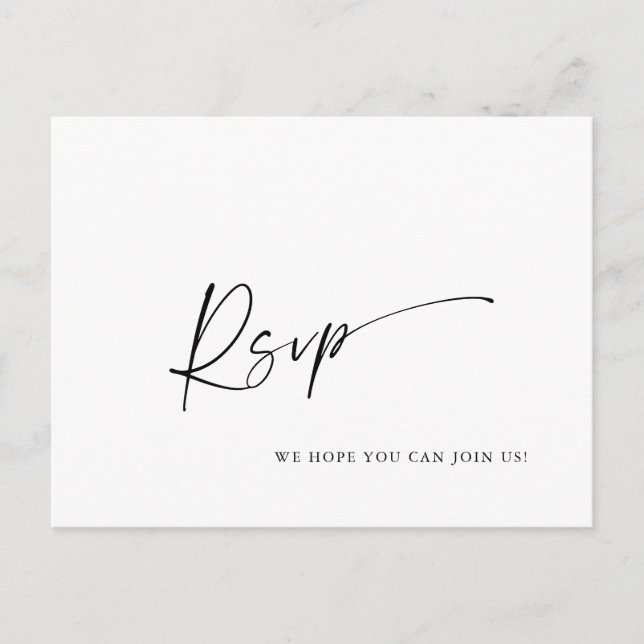 Elegant Calligraphy Menu Choice Wedding RSVP Postcard (Front)