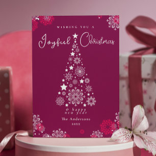 Elegant Calligraphy Merry Christmas Magenta Holiday Card