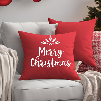 Elegant Calligraphy Merry Christmas Script Family Cushion