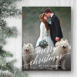 Elegant Calligraphy Merry Christmas Wedding Photo Postcard<br><div class="desc">Elegant Calligraphy Script Merry Christmas Wedding Photo Holiday Postcard</div>