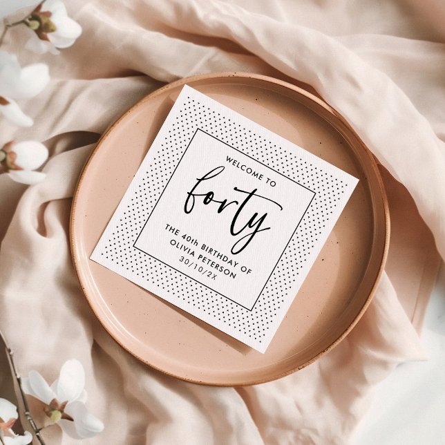 Elegant Calligraphy Minimalist 40th Birthday Party Napkin (Creator Uploaded)