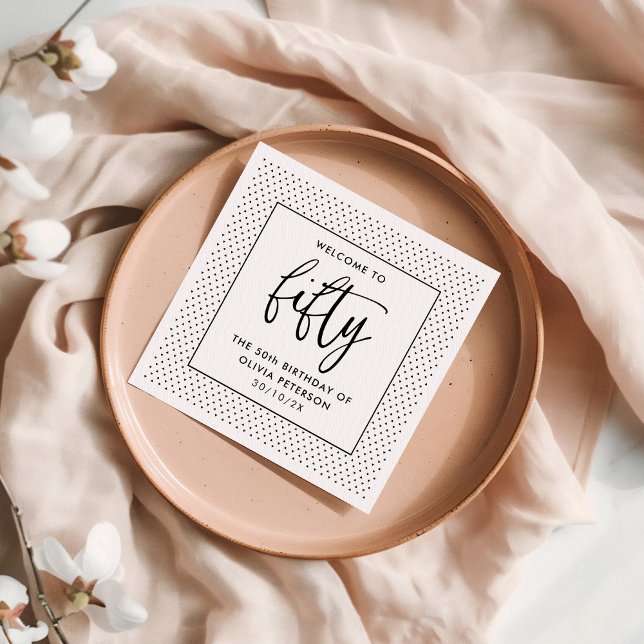 Elegant Calligraphy Minimalist 50th Birthday Party Napkin (Creator Uploaded)