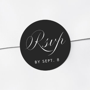 Elegant Calligraphy Minimalist Black RSVP Classic Round Sticker