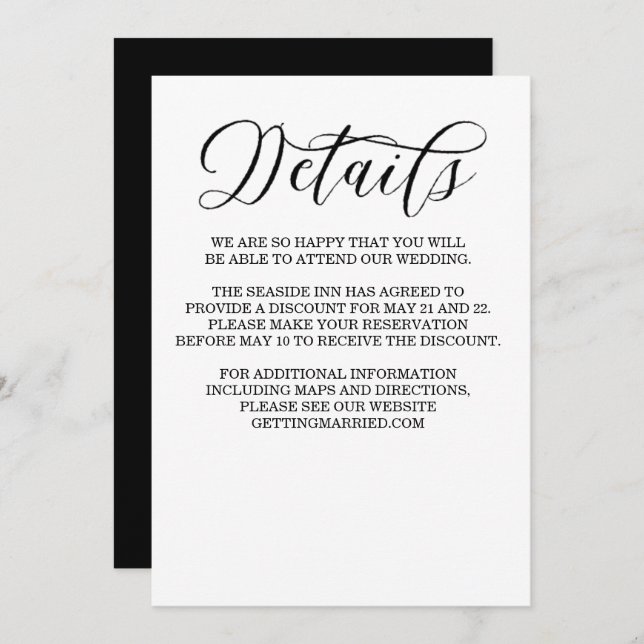 Elegant Calligraphy Minimalist Details Card (Front/Back)