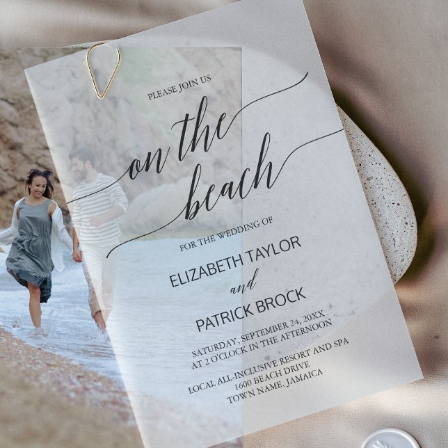 Elegant Calligraphy Modern Boho Beach Wedding Vellum Invitations (Elegant Calligraphy Modern Boho Beach Wedding Vellum Invitations)