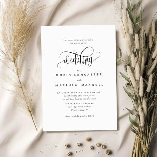 Elegant Calligraphy Modern, Minimal Wedding Invitation