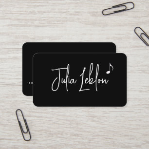 Elegant Calligraphy Modern Music Teacher Business Card