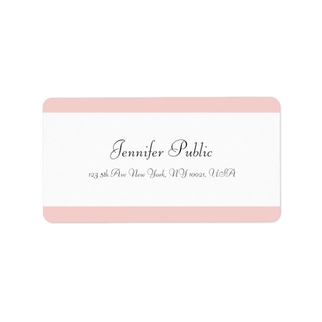 Elegant Calligraphy Modern Simple Blush Pink White Label (Front)
