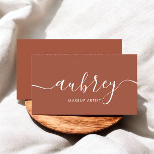 Elegant Calligraphy Modern Terracotta Business Card