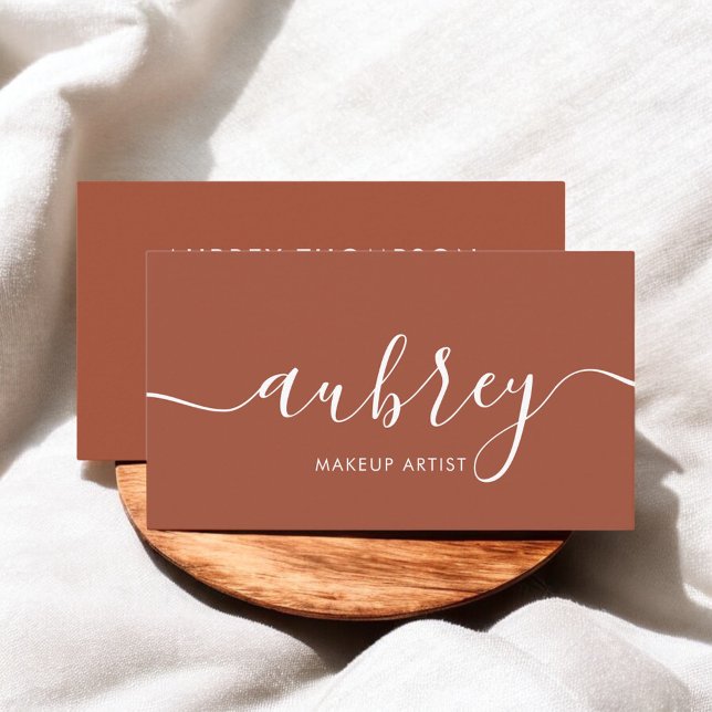 Elegant Calligraphy Modern Terracotta Business Card (Creator Uploaded)