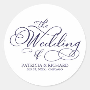 Elegant Calligraphy Modern Wedding Classic Round S Sticker