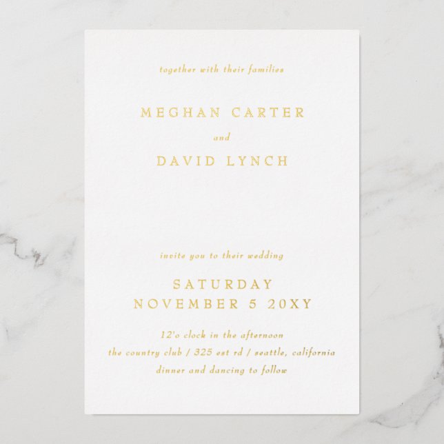 Elegant Calligraphy Modern Wedding  Foil Invitatio (Front)
