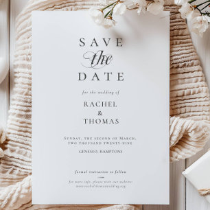 Elegant Calligraphy Monogram Black White Wedding Save The Date